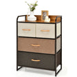 4-Drawer Tower Steel Frame Wooden Top Dresser Storage with 3-Tier Organizer