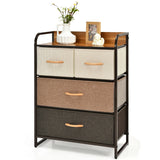 4-Drawer Tower Steel Frame Wooden Top Dresser Storage with 3-Tier Organizer