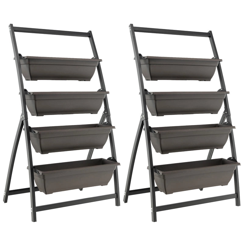 4-Tier Vertical Raised Garden Bed with 4 Containers and Drainage Holes-S