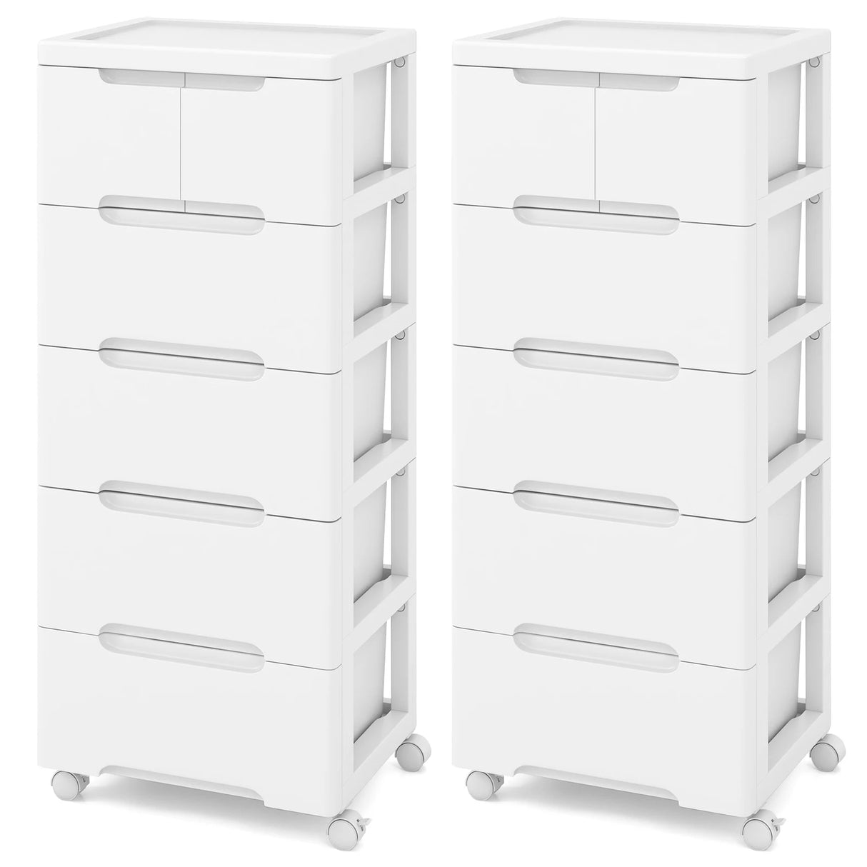 Rolling Storage Cabinet with Universal Wheels and 5/6/7 Drawers-6-Drawer