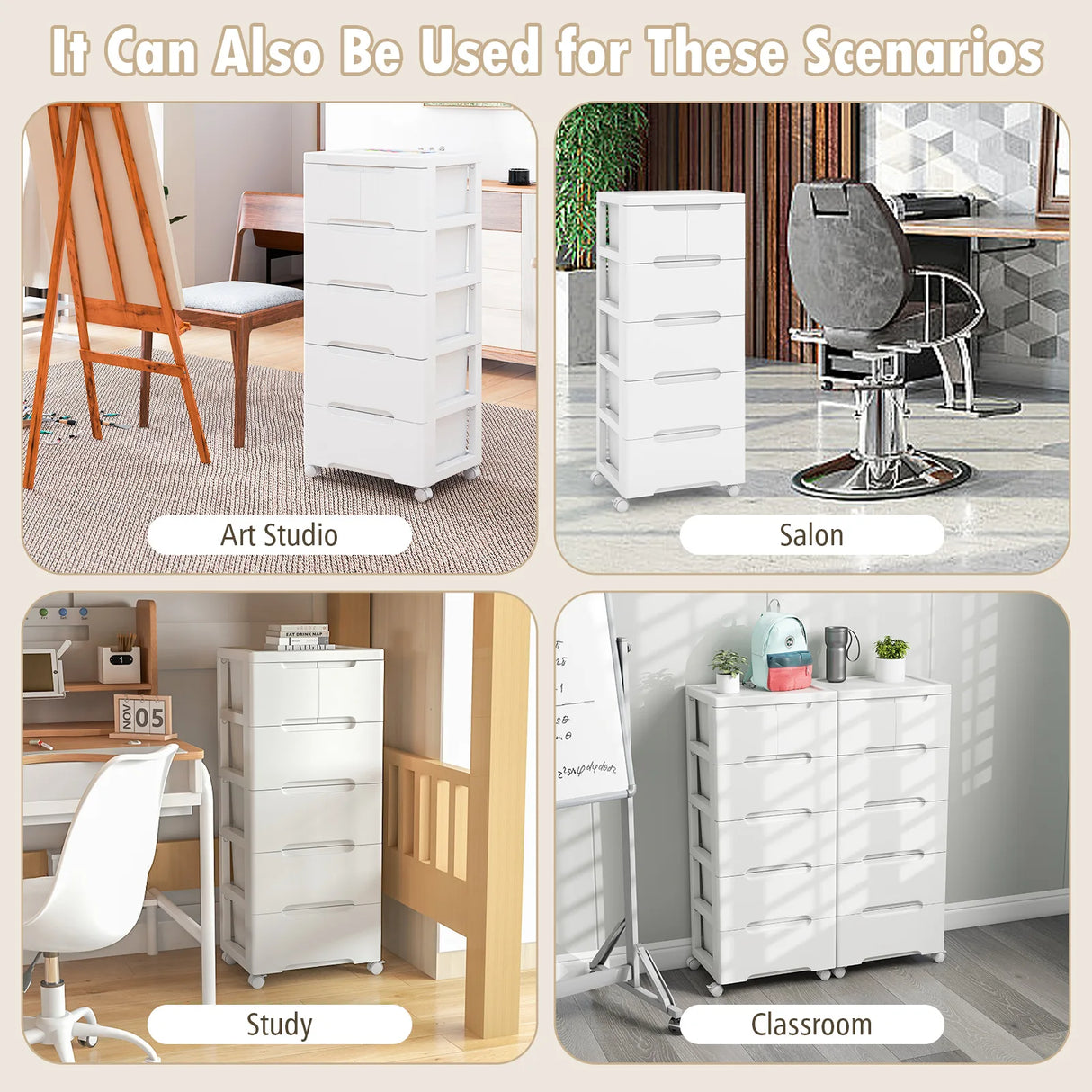 Rolling Storage Cabinet with Universal Wheels and 5/6/7 Drawers-6-Drawer