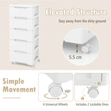 Rolling Storage Cabinet with Universal Wheels and 5/6/7 Drawers-6-Drawer