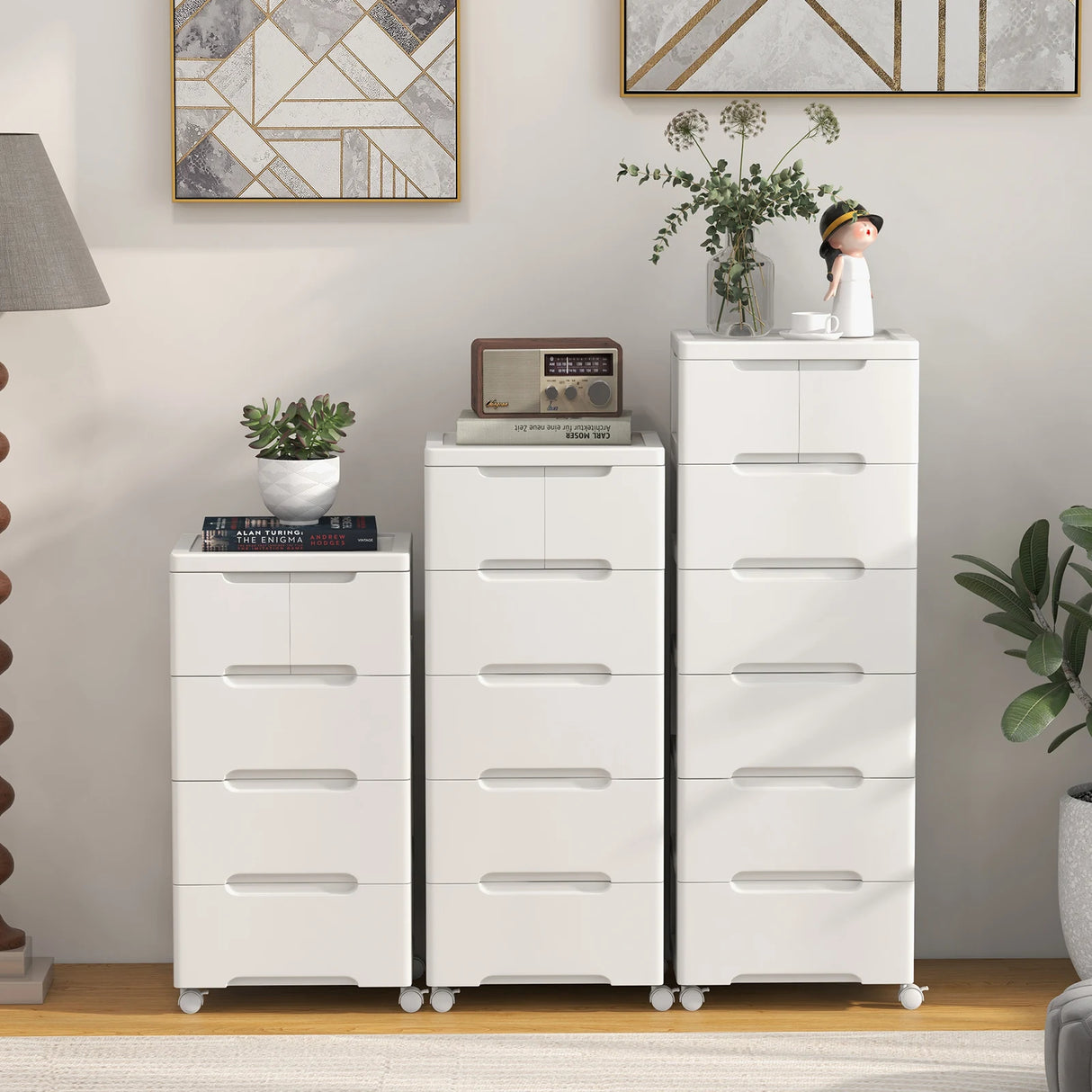 Rolling Storage Cabinet with Universal Wheels and 5/6/7 Drawers-5 Drawers