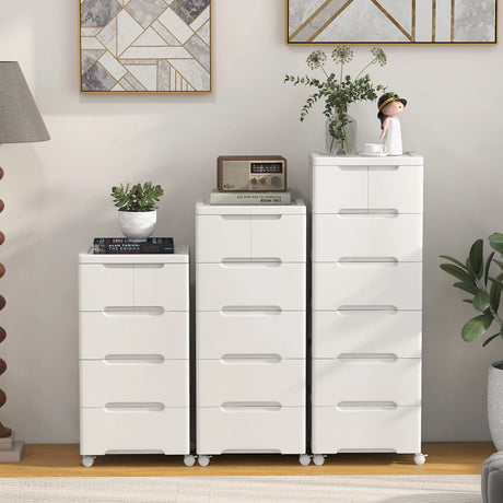 Rolling Storage Cabinet with Universal Wheels and 5/6/7 Drawers-5 Drawers
