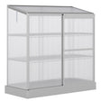 Outsunny 3 Tier Greenhouse Garden Outdoor Cold Frame Plant Flower Growth Transparent Polycarbonate Board Openable Roof Sliding Door w/ Foundation 131L x 58W x 140H cm