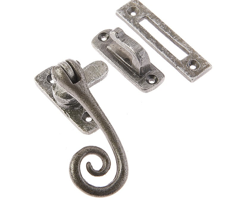 Valley Forge Range Curly Tail Casement Fasteners 90x55mm Pewter