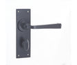 Valley Forge Door Handle on Bathroom Plate Black