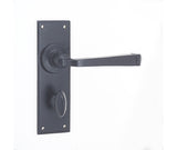 Valley Forge Door Handle on Bathroom Plate Black