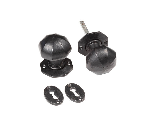 Octagonal Mortice Door Knob Black