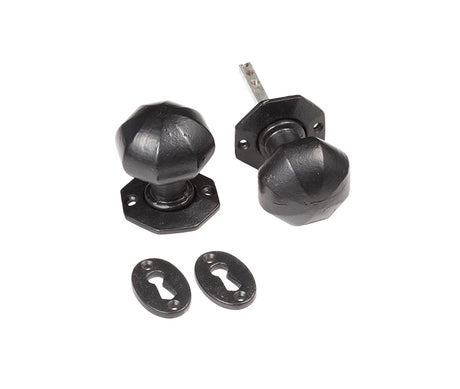 Octagonal Mortice Door Knob Black