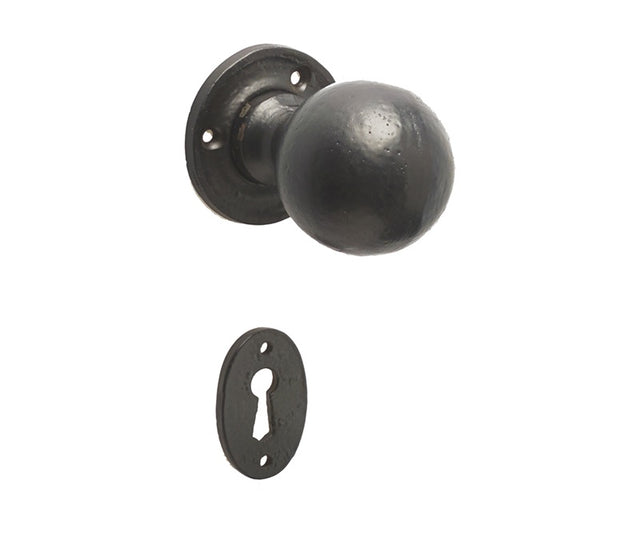 Round Mortice Door Knob Black