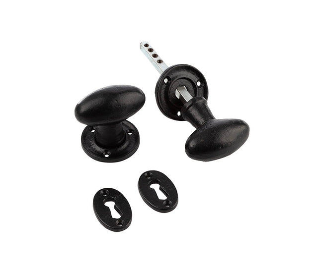 Oval Mortice Door Knob Black