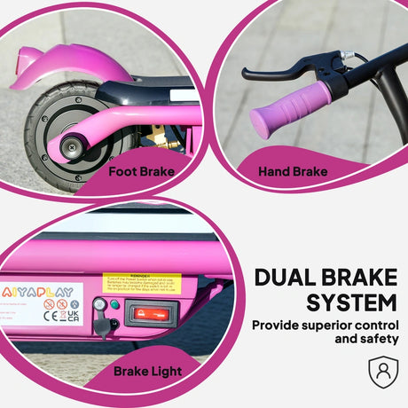 AIYAPLAY Electric Scooter for Kids Aged 6-14 Years, with Colourful Lights, Purple