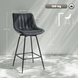 HOMCOM Set of 2 PU Leather Swivel Bar Stools - Black