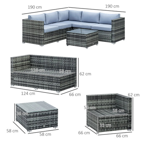 Outsunny Four-Piece Rattan Sofa Set - Grey