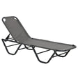 Outsunny Sun Lounger Relaxed Recliner with 5-Position Adjustable Backrest Aluminium Frame for Pool, Sun Bathing, Grey