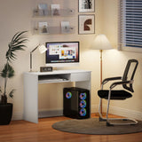 HOMCOM 100cm Compact Computer Desk with Keyboard Tray, Home Office Desk with Drawer for Bedroom Study, White