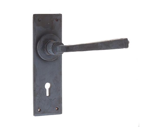 Valley Forge Door Handle on Lockplate Beeswax