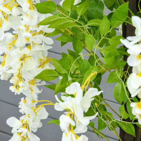 HOMCOM Artificial Realistic White Wisteria Tree Faux Decorative Plant in Nursery Pot for Indoor Dcor, 160cm