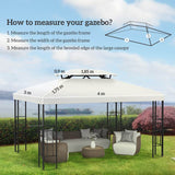 Outsunny 3x4m Gazebo Replacement Roof Canopy 2 Tier Top UV Cover Garden Patio Outdoor Sun Awning Shelters Cream (TOP COVER ONLY)