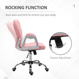 Vinsetto Office Chair Ergonomic 360 Swivel PU Diamante Padded Base 5 Castor Wheels for Home Work Pink