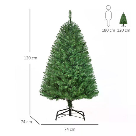 HOMCOM 4FT Christmas Tree Warm White LED Light Holiday Home Decoration, Green