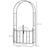 Outsunny Outdoor Garden Arch with Double Gates, Metal Garden Arbor for Climbing Plants, Roses, Vines, Wedding Arch for Outdoor, 125L x 38W x 227H cm, Black