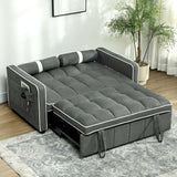 HOMCOM Two-Seater Linen-Look Sofa Bed - Charcoal Grey