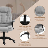 Vinsetto Office Chair, Ergonomic Desk Chair with 6-Point Massage and Back Heated, Linen-Feel Fabric Computer Gaming Chair with Arms, Lumbar Support, Light Grey