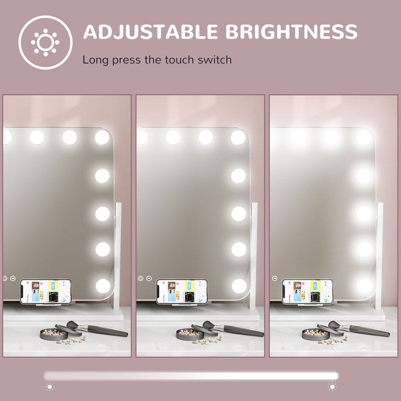 HOMCOM 14 LED bulb Tabletop Makeup Mirror, with Adjustable Settings