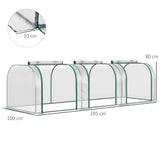 Outsunny PVC Tunnel Greenhouse Green Grow House Steel Frame for Garden Backyard with Zipper Doors 295x100x80 cm, Clear