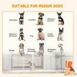 PawHut 2 in 1 8 Panels Dog Pen, Safety Gate, with Lockable Door, for Medium Dogs - White