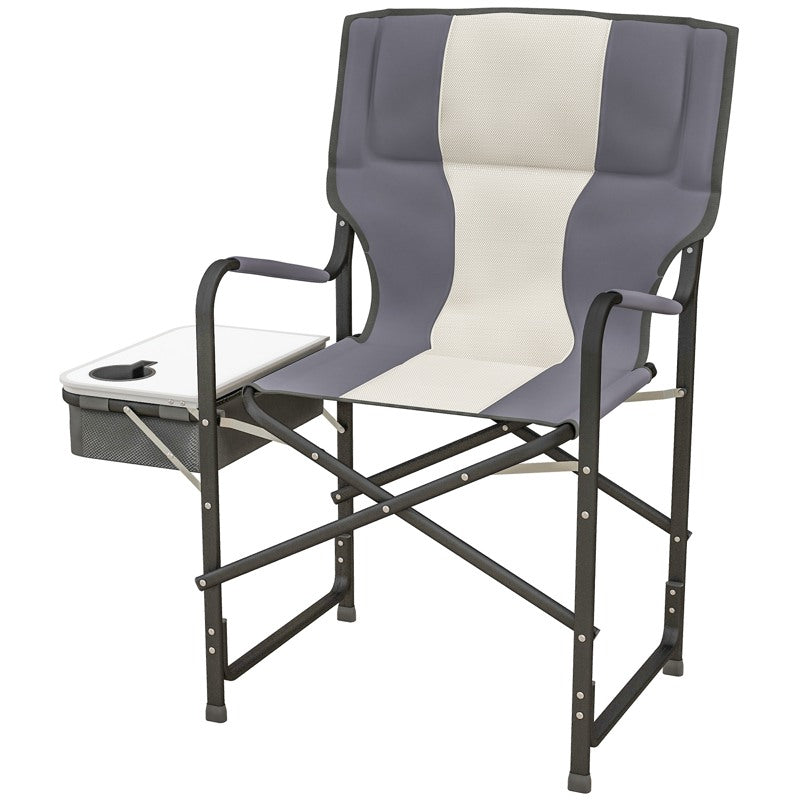 Outsunny Folding Aluminium Camping Chair, with Cooler Bag Table - Grey