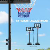 SPORTNOW 2.3-3.05m Basketball Hoop and Stand, with Weighted Base, Wheels, Black
