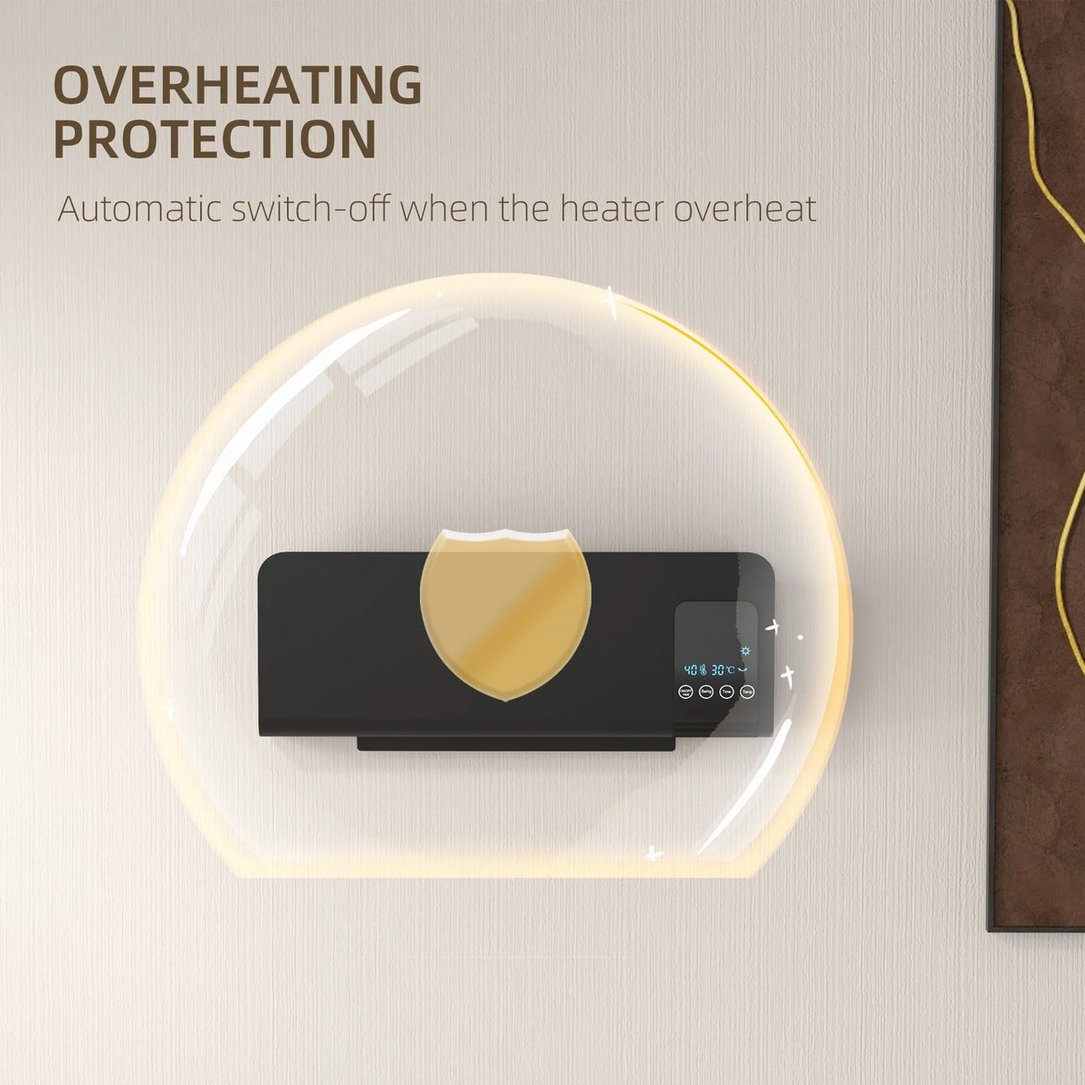 HOMCOM 2000W Wall Mounted Heater, 18-45C Temperature, Black