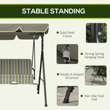 Outsunny Three-Seater Garden Swing Chair, with Adjustable Canopy - Green