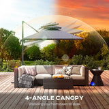 Outsunny 2.5m Cantilever Parasol with Solar Powered LED Lights, 360 Rotation, Tilt Adjustment, Crank Handle, Dark Grey