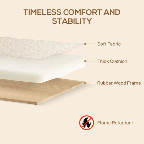 HOMCOM Small Sherpa Fabric 2 Seater Sofa Settee - Cream White