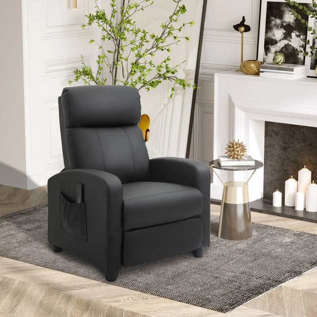 HOMCOM Massage Recliner Armchair with 150 Recline, Faux Leather, Side Pocket, Black