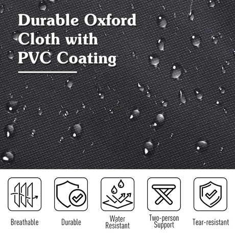 Outsunny Single Person Camping Bed Folding Cot Outdoor Patio Portable Military Sleeping Bed Travel Guest Leisure Fishing with Side Pocket and Carry Bag - Black