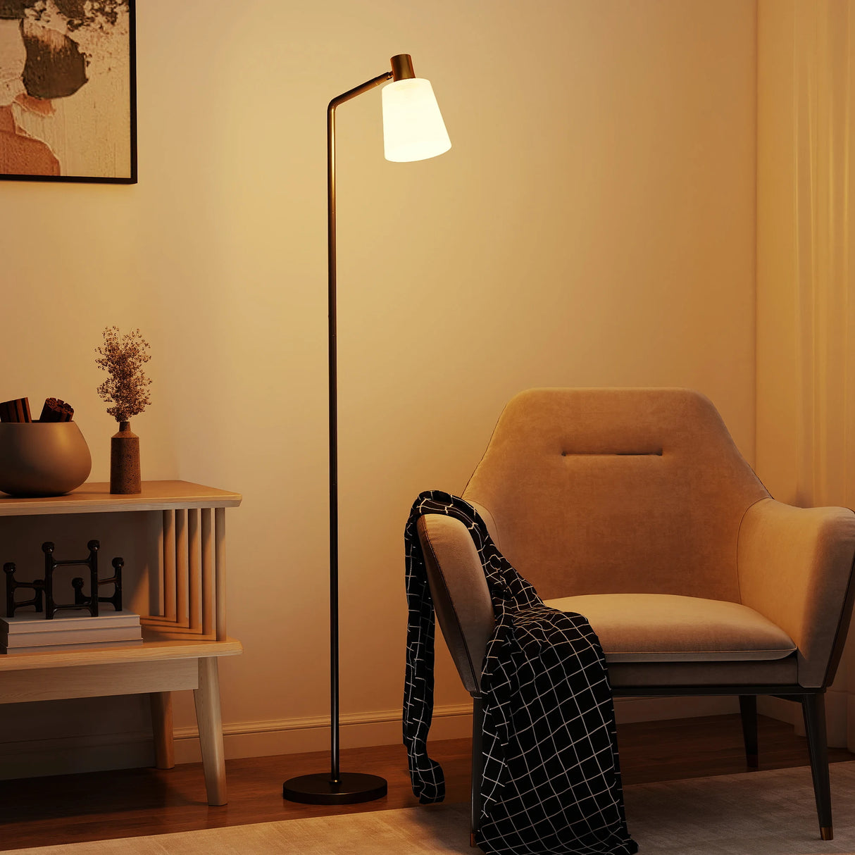 HOMCOM Floor Lamp with 350 Rotatable Head, Modern Standing Lamp with 3000K/4000K/6500K Colour Temperatures for Living Room Bedroom Office, Black