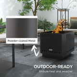 Outsunny Smokeless Fire Pit, 48 cm Portable Wood Burning Firepit, Square Metal Bonfire Stove with Poker, Black