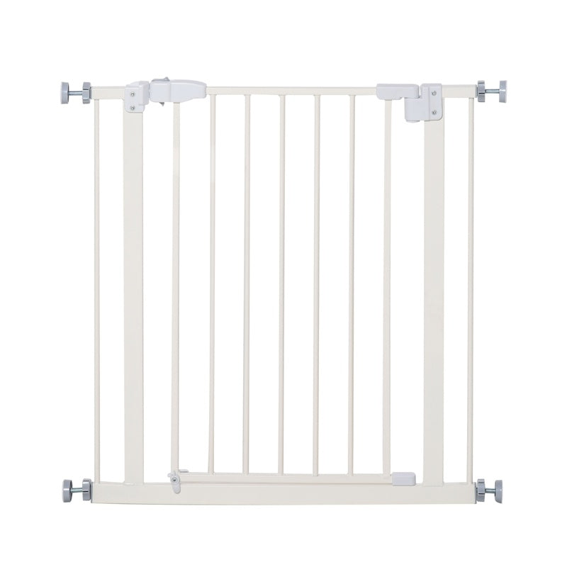 PawHut Pressure Fit Safety Gate, Adjustable Dog Gate, Pet Barrier for for Doorways, Staircases and Hallways with Auto Close, Double Locking, Opening 74-80cm, White