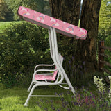 AIYAPLAY Kids Porch Swing, 2-Seater Patio Swing Bench Hammock with Seat Belts, Adjustable Canopy for Garden, Pink