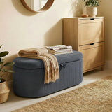 HOMCOM Storage Ottoman, Corduroy Upholstered Ottoman Storage Box with Padded Seat, 105 x 51 x 49 cm, Dark Grey