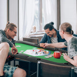 HOMCOM 8 Player Folding Poker Table, Oval Portable Blackjack Casino Table with Cup Holder, Felt Top and Metal Base, 183 x 82 x 75cm, Green and Black