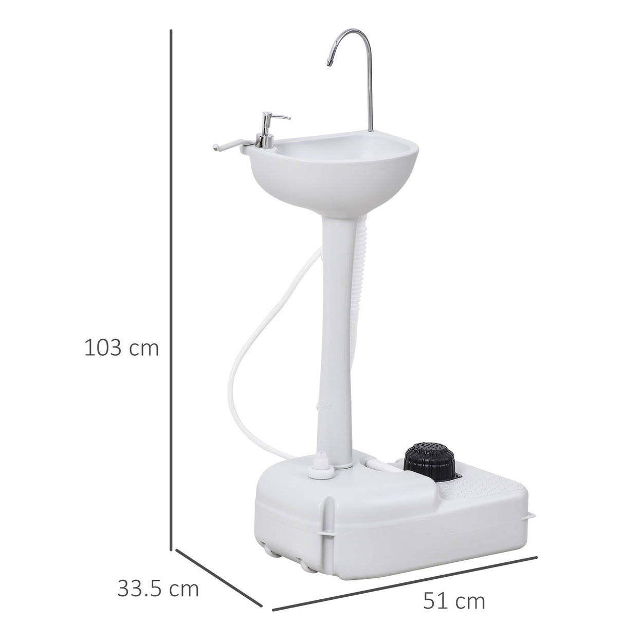 Outsunny 17L Camping Portable Handwash Sink w/ Towel Holder & Soap Dispenser Rolling Wheels Outdoor Drainage Equipment