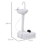Outsunny 17L Camping Portable Handwash Sink w/ Towel Holder & Soap Dispenser Rolling Wheels Outdoor Drainage Equipment