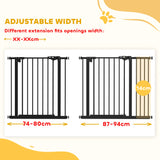 PawHut Adjustable Safety Gate w/ One Extensions, Four Adjustable Screws, Black