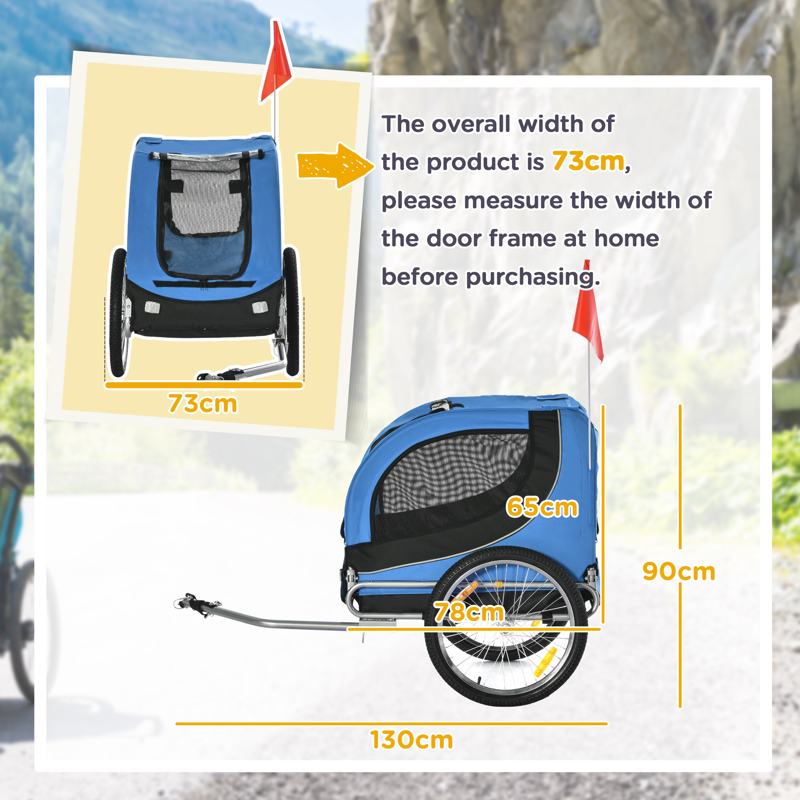 PawHut Steel Dog Bike Trailer Pet Cart Carrier for Bicycle Kit Water Resistant with Hitch Coupler Travel Black and Blue